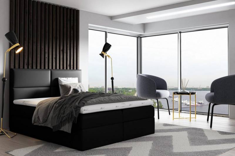 JVmoebel Boxspringbett Schwarzes Polsterbett mit Bettkasten – Boxspring Doppelbett, Made in Europa JVmoebel Boxspringbett Schwarzes Polsterbett mit Bettkasten – Boxspring Doppelbett, Made in Europa von JVmoebel