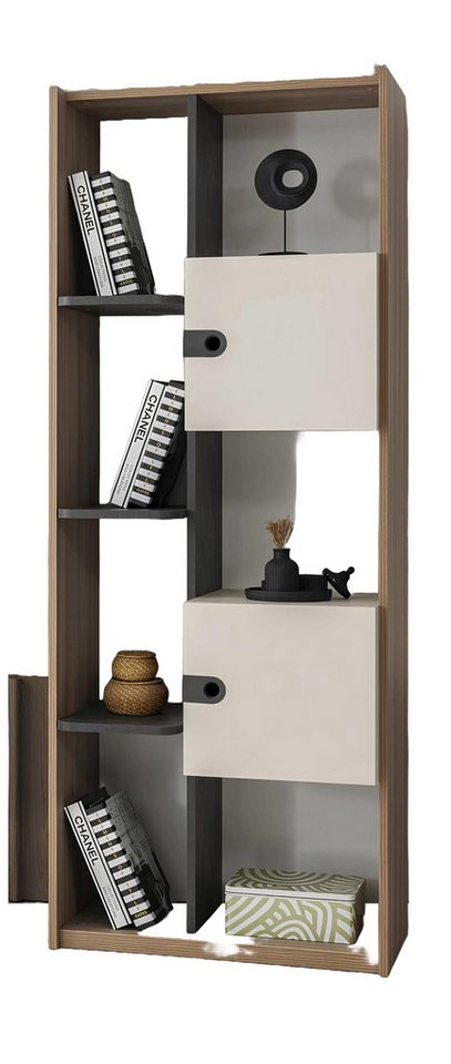 JVmoebel Bücherregal Modern Offene Fächer Türen Holzoptik Creme Stilvolles Möbelstück, 1-tlg., Made in Europa von JVmoebel