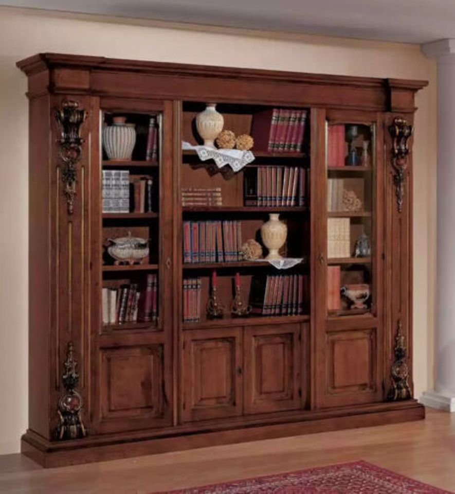 JVmoebel Bücherregal Großes Braunes Bücherregal Luxus Vitrine Holzschrank, Made in Italy von JVmoebel