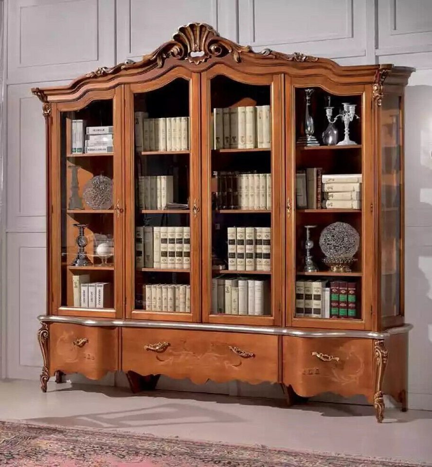 JVmoebel Bücherregal Klassischer Luxus Bücherschrank Massivholz Bücherregal, 1-tlg., Holzschnitzerei von JVmoebel