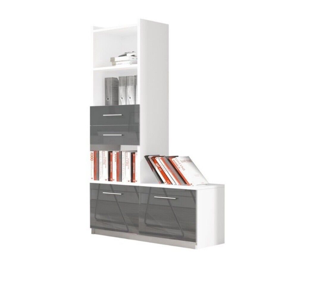JVmoebel Bücherregal Regal Schrank Bücherschrank für Kinderzimmer Grau Weiß, Made in Europe von JVmoebel