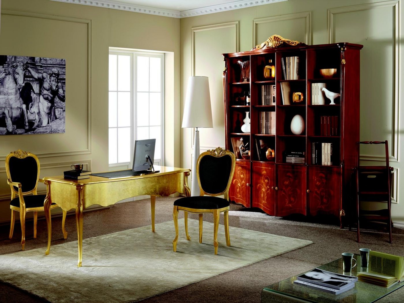 JVmoebel Bücherwand Möbel Klassischer Stil Bücherschrank Luxus Schrank Italien Möbel Barock Stil von JVmoebel