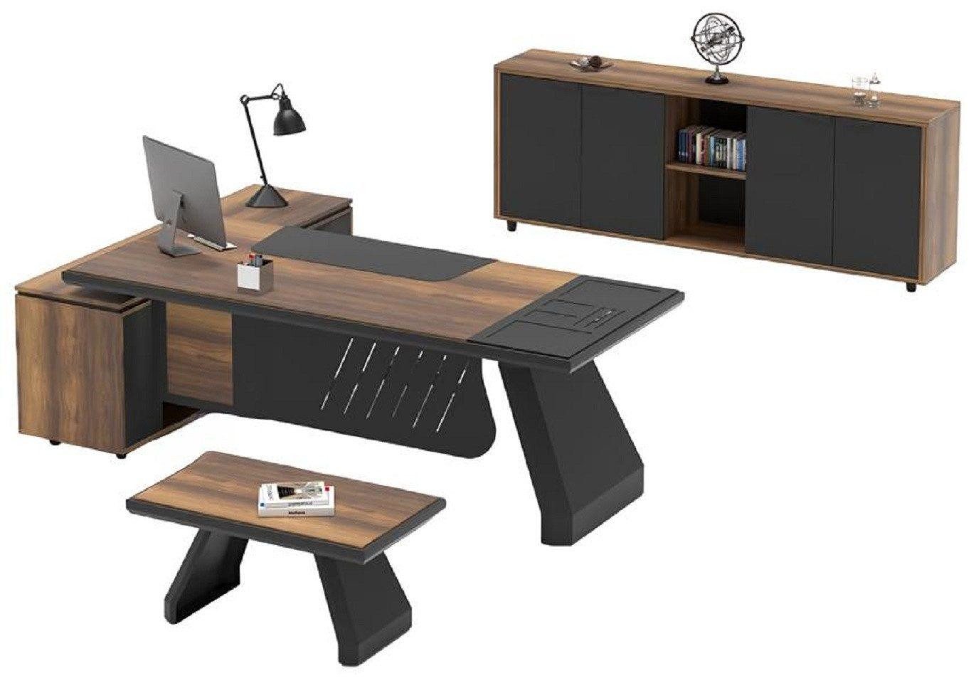 JVmoebel Büromöbel-Set Arbeitstisch Tisch Sideboard Büro Einrichtung Schreibtisch 3tlg. Set, (3-tlg., 3tlg. Arbeitszimmer Set (Tisch + Sideboard + Couchtisch), Made in Europa von JVmoebel