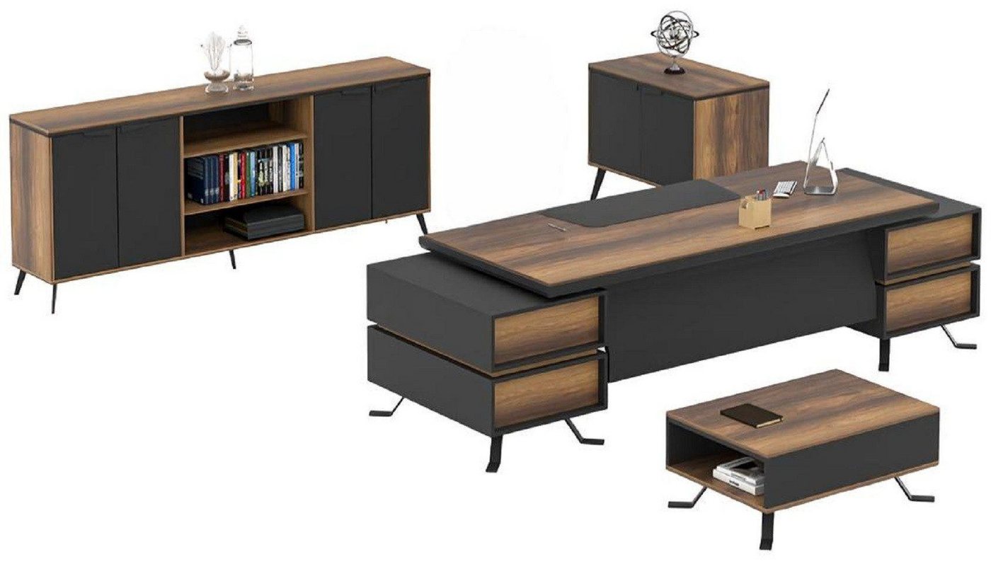 JVmoebel Büromöbel-Set Arbeitstisch Tisch Sideboard Büro Einrichtung Schreibtisch 4tlg. Set, (4-tlg., 4tlg. Arbeitszimmer Set (Tisch + Sideboard + Couchtisch + Kommode), Made in Europa von JVmoebel