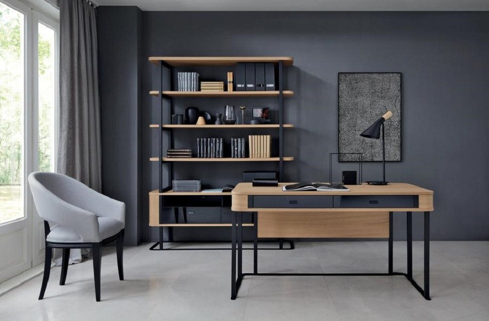 JVmoebel Büromöbel-Set Arbeitszimmer Schreibtisch Einrichtung Komplett Büro Bücherregal Büro, (2-tlg., 2tlg Arbeitszimmer Set (Schreibtisch + Bücherregal)(TRK), Made in Europa von JVmoebel
