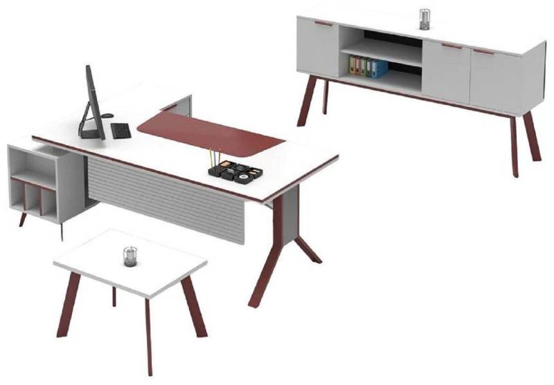 JVmoebel Büromöbel-Set Arbeitszimmer Set Couchtisch Tisch Sideboard Büroeinrichtung 3tlg Set, (3-tlg., 3tlg. Arbeitszimmer Set (Couchtisch + Tisch + Sideboard), Made in Europa von JVmoebel
