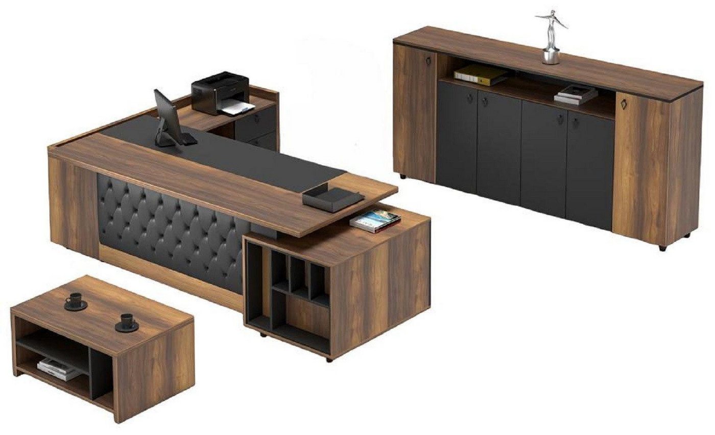 JVmoebel Büromöbel-Set Braun Arbeitstisch Sideboard Büro Einrichtung Schreibtisch 3tlg. Set, (3-tlg., 3tlg. Arbeitszimmer Set (Couchtisch + Tisch + Sideboard), Made in Europa von JVmoebel