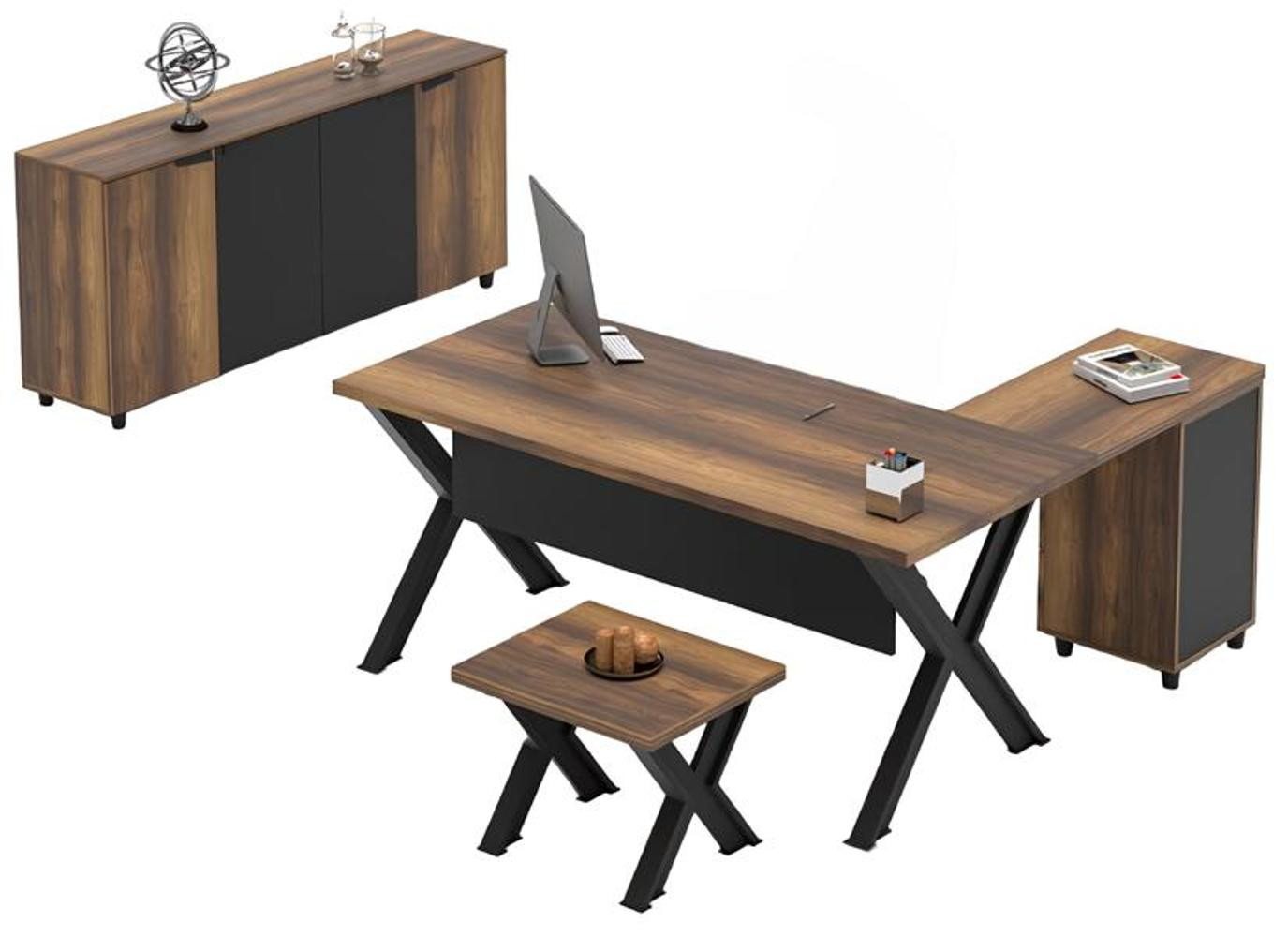 JVmoebel Büromöbel-Set Büro Schreibtisch Computertisch Arbeitstisch mit Schublade und Schrank, (3tlg. Arbeitszimmer Set (Tisch + Sideboard + Couchtisch), Made in Europa von JVmoebel