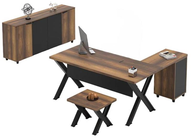 JVmoebel Büromöbel-Set Büro Schreibtisch Computertisch Arbeitstisch mit Schublade und Schrank, (3tlg. Arbeitszimmer Set (Tisch + Sideboard + Couchtisch), Made in Europa von JVmoebel