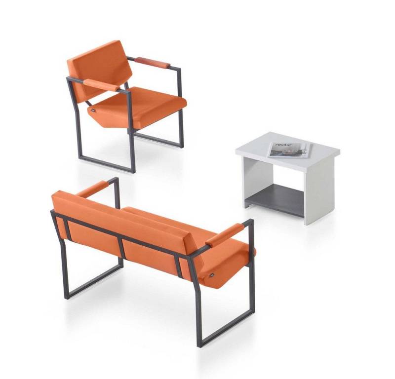 JVmoebel Büromöbel-Set Designer Büro Set Leder Zweisitzer Designer Couchtisch Lehnsessel 3tlg, (3-tlg., Arbeitszimmer-Set 3tlg (2-Sitzer + Sessel + Couchtisch), Made in Europa von JVmoebel