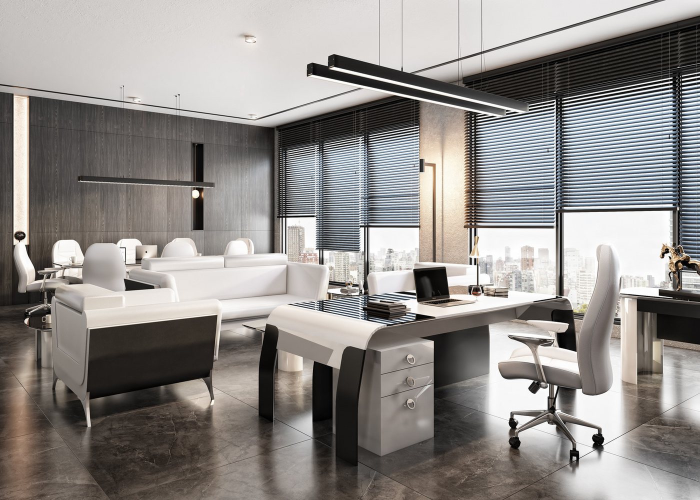 JVmoebel Büromöbel-Set Eleganter weißer Holzarbeitszimmer-Set mit Schreibtisch und Bürostuhl, (MaßeSchreibtisch, MaßeBürostühl), Made in Europe von JVmoebel