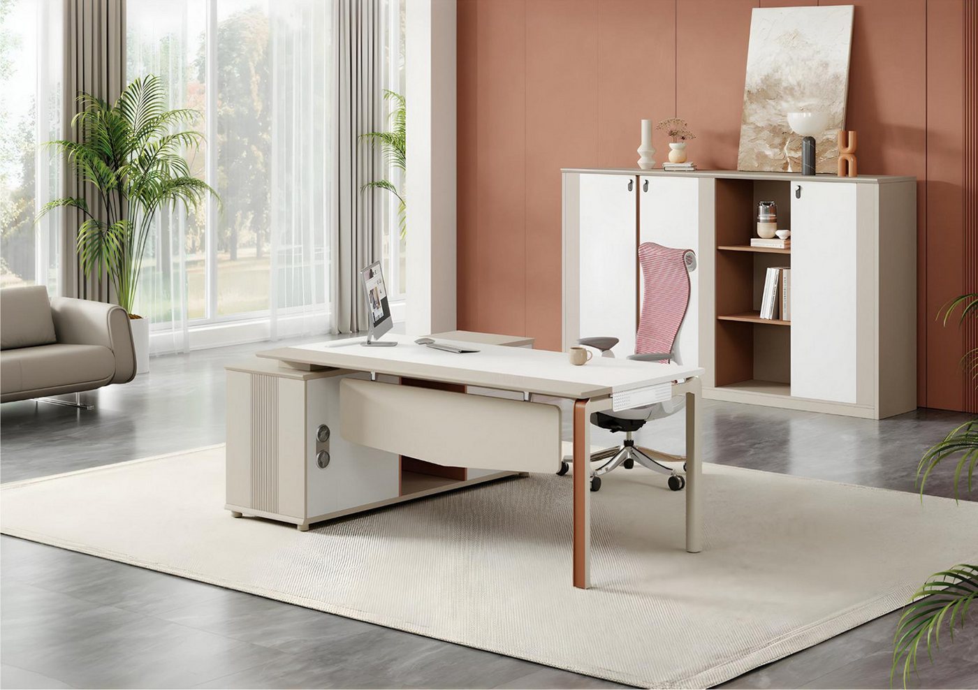 JVmoebel Büromöbel-Set Exklusives Designer Büroset 2-teilig Schreibtisch Aktenschrank Office, (2tlg.Büroset (Schreibtisch + Aktenschrank), Made in Europa von JVmoebel