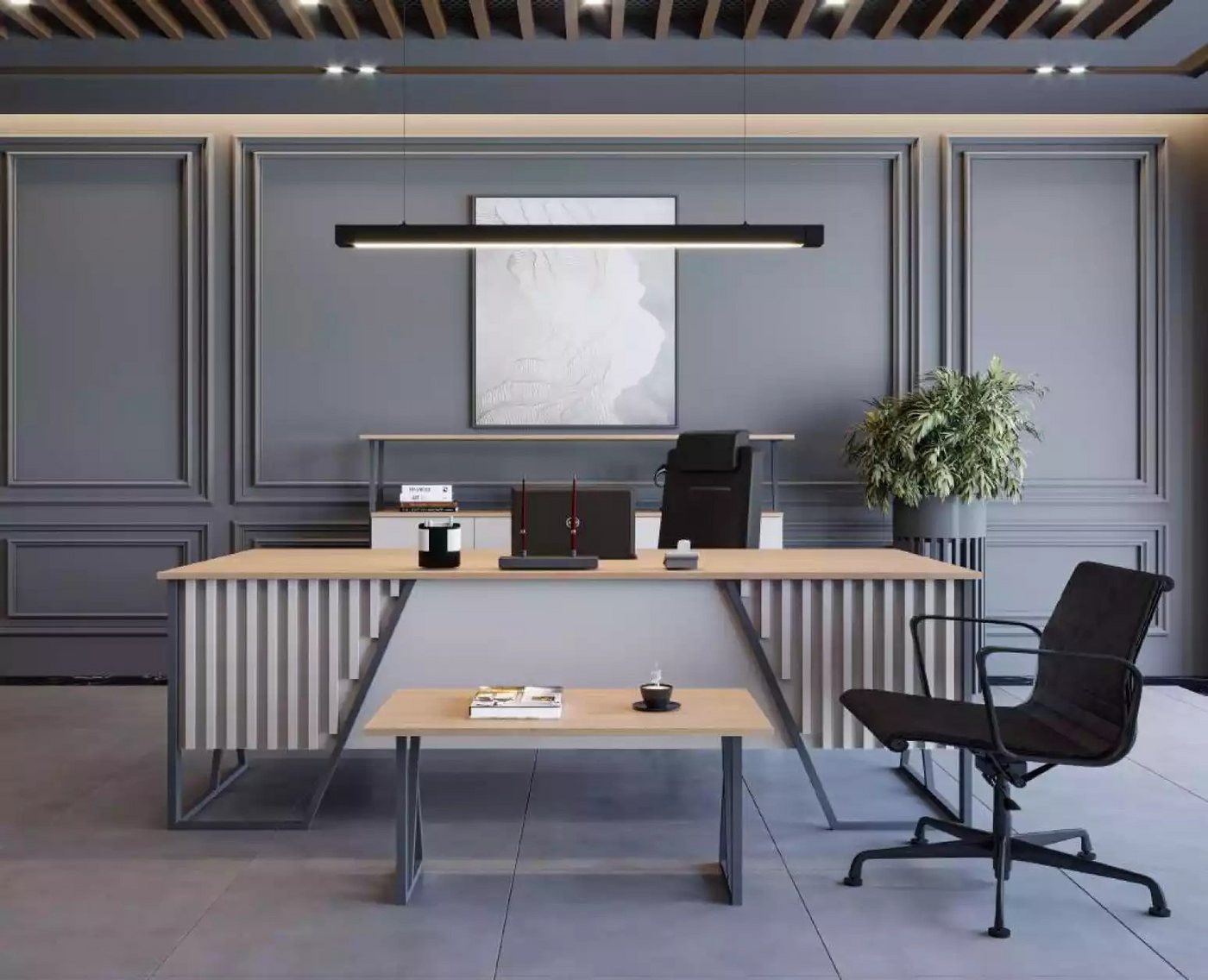 JVmoebel Büromöbel-Set Helle graue Büromöbel Kombination mit Tisch, Schreibtisch und Schrank, (3-tlg., Schreibtisch/Aktenschrank/Couchtisch), Made in Europa von JVmoebel