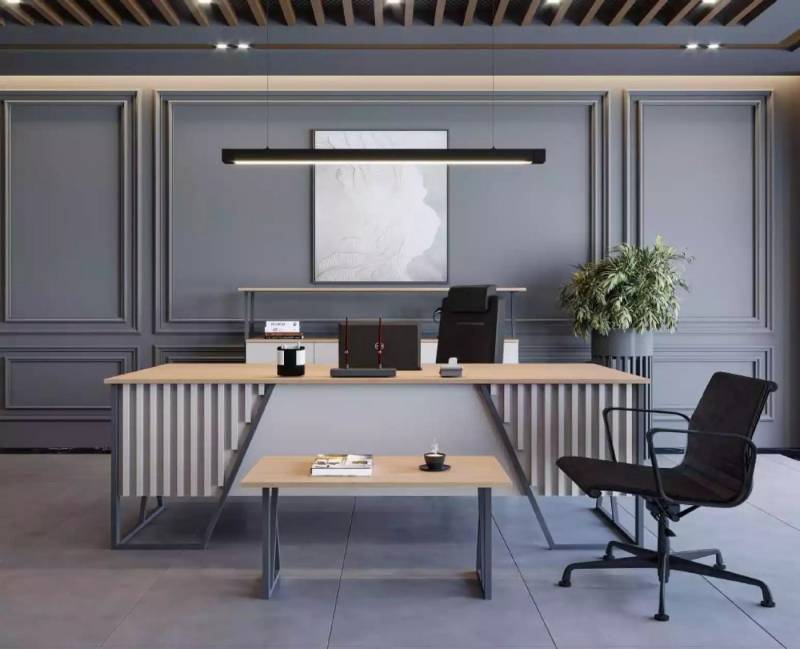 JVmoebel Büromöbel-Set Helle graue Büromöbel Kombination mit Tisch, Schreibtisch und Schrank, (3-tlg., Schreibtisch/Aktenschrank/Couchtisch), Made in Europa von JVmoebel