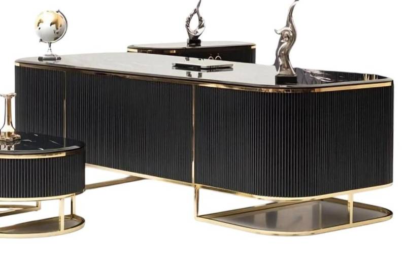 JVmoebel Büromöbel-Set Hochwertiger Schreibtisch Schwarz - Robuster Arbeitstisch für Büro, Made in Europe von JVmoebel