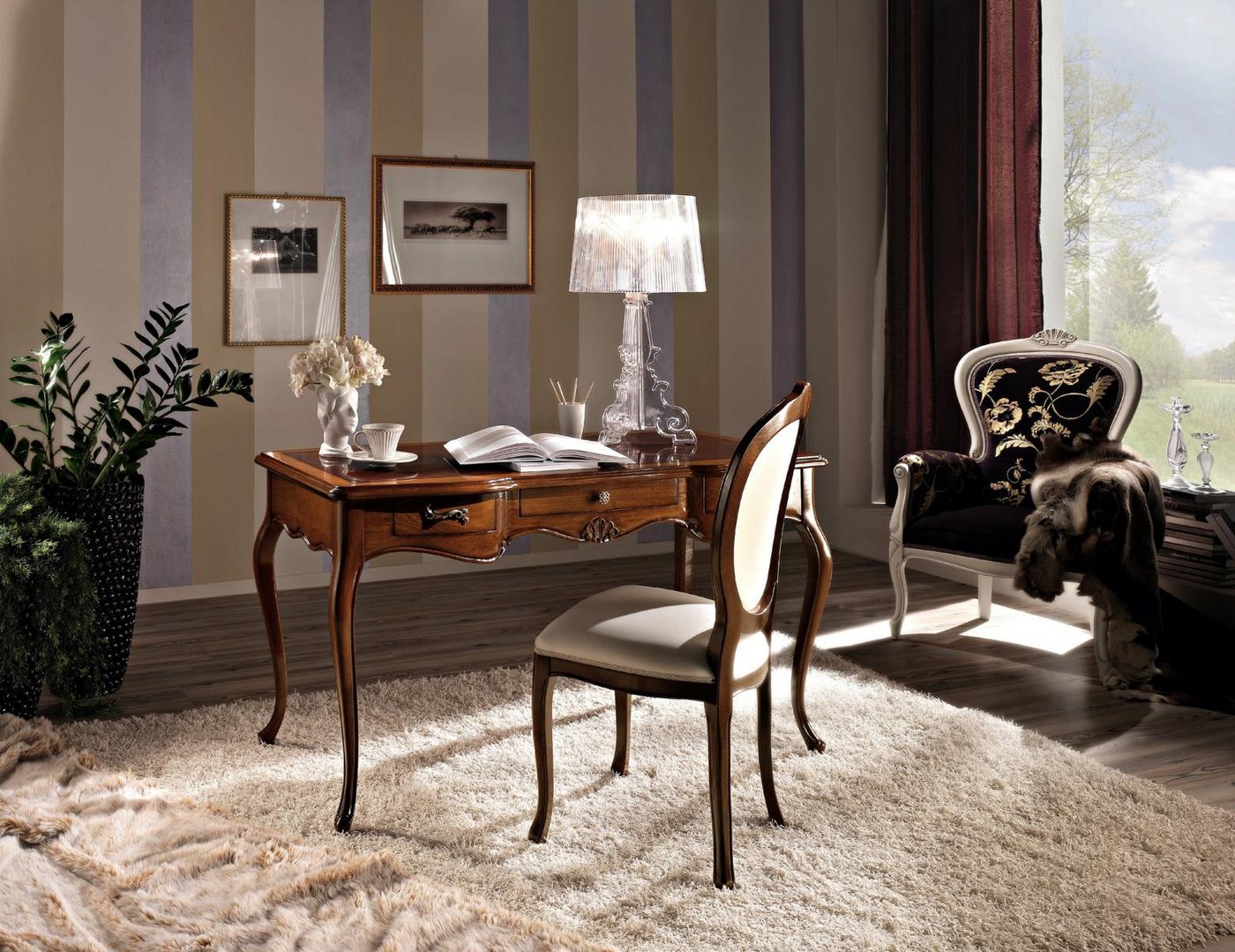 JVmoebel Büromöbel-Set Italienisches Büro-Stuhl-Set 2-teilig in Braun für Sekretäre, Made in Europa von JVmoebel