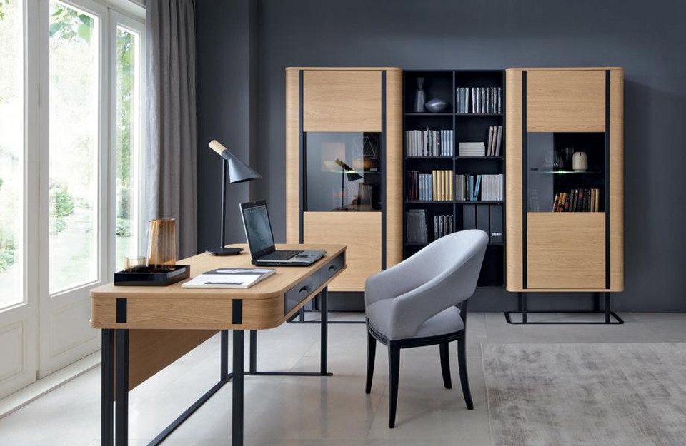 JVmoebel Büromöbel-Set Komplett Büro Arbeitszimmer Set Schreibtisch Aktenschrank Einrichtung, (2-tlg., 2tlg Arbeitszimmer Set (Schreibtisch + Aktenschrank)(TRK), Made in Europa von JVmoebel