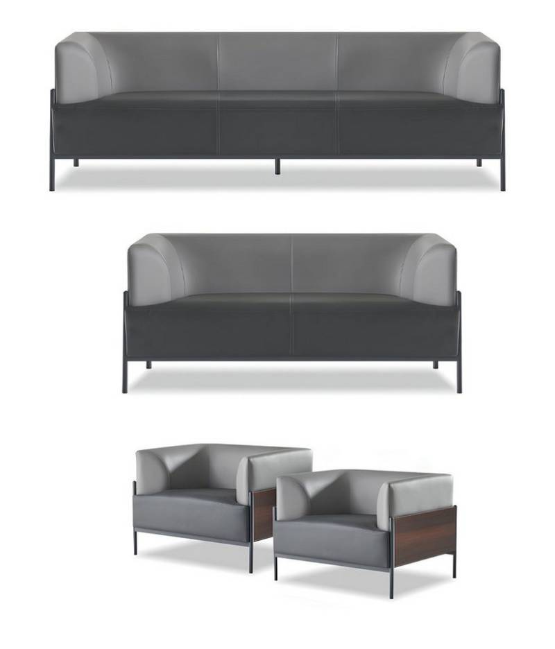 JVmoebel Büromöbel-Set Komplett Optimal Ledersofas 4tlg Komfortabler Stizmöbel Schwarz Farbe, (Sofa-Set 4tlg (3-Sitzer + 2-Sitzer + 2x Sessel), Made in Europa von JVmoebel