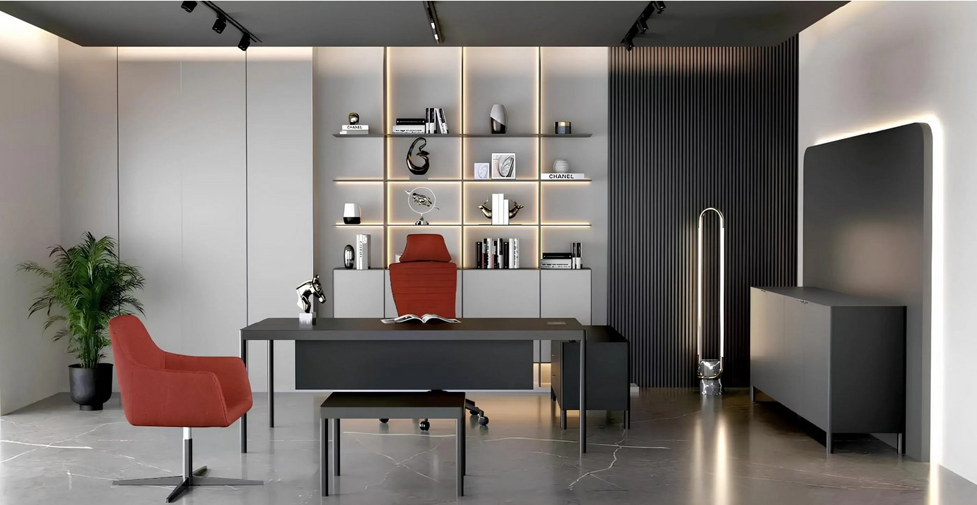 JVmoebel Büromöbel-Set Moderner Schwarz Eckschreibtisch mit Couchtisch und Sideboard, (3-tlg., 1x Eckschreibtisch + 1x Sideboard + 1x Couchtisch), Made in Europa von JVmoebel