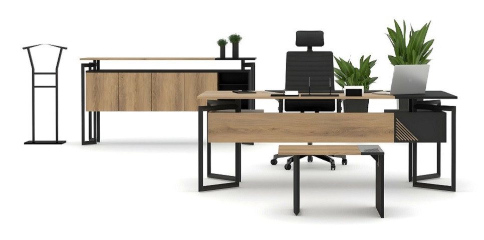 JVmoebel Büromöbel-Set Schreibtisch Büroschrank Kommode Couchtisch Arbeitszimmer Set, (4-tlg., 4tlg. Büro Set (Schreibtisch + Büroschrank + Kommode + Couchtisch), Made in Europa von JVmoebel