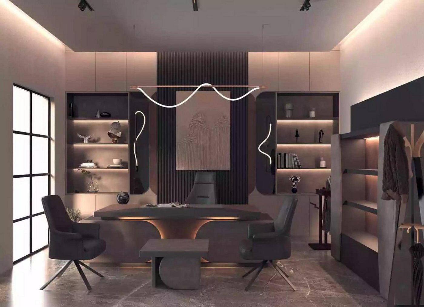 JVmoebel Büromöbel-Set Schreibtisch Couchtisch Bücherregal Modern Arbeitszimmermöbel, (3-tlg., 1x Schreibtisch + 1x Couchtisch + 1x Bücherregal), Made in Europa von JVmoebel