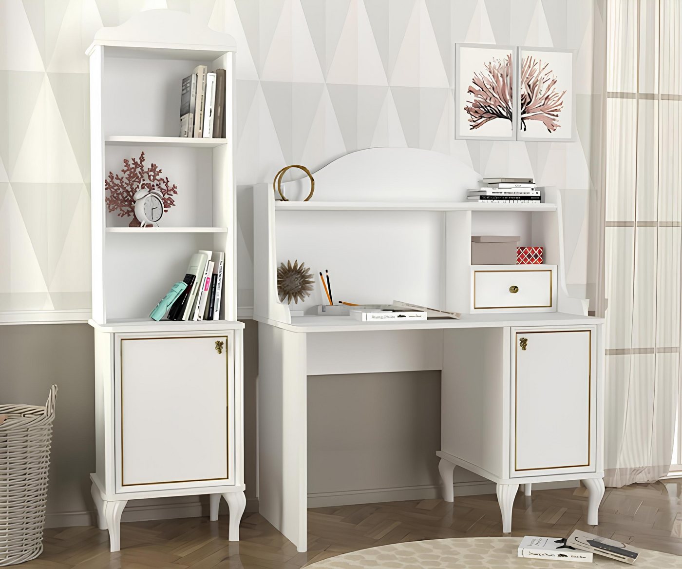 JVmoebel Jugendzimmer-Set Schreibtisch mit Bücherregal Komfortabel Jugendzimmer Kindermöbel, (2-tlg., 2tlg. Schreibtisch mit Bücherregal), Made in Europa von JVmoebel