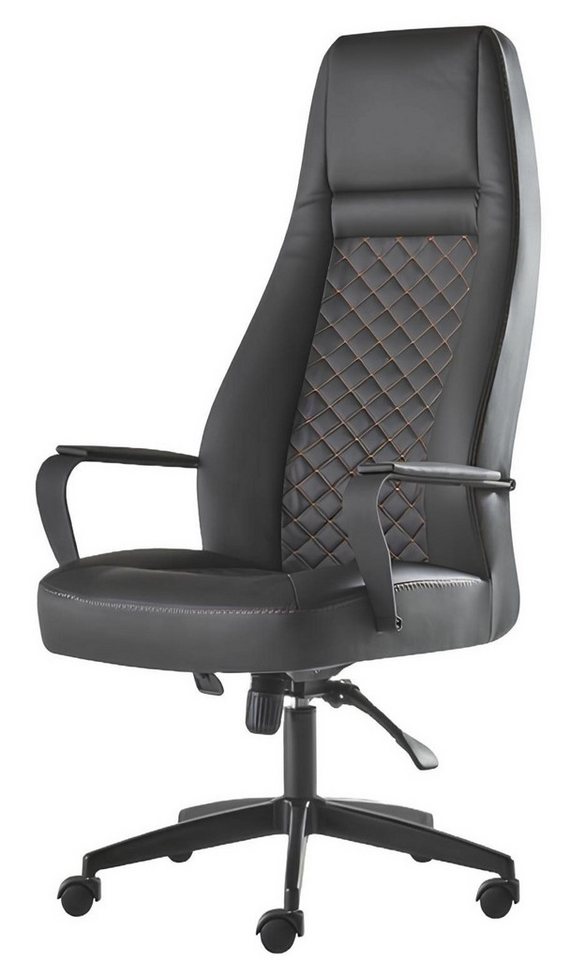 JVmoebel Bürostuhl Schwarz Drehsessel Arbeitszimmer Modern Büro Rollen Leder Komfort (1 St), Made in Europa von JVmoebel