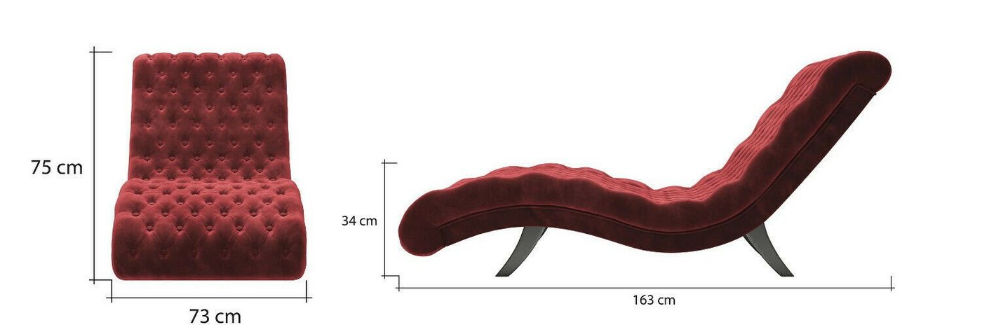 JVmoebel Chaiselongue Loungesofa Chesterfield Couch Sofa Liege Holz Metall Relaxliege, Made in Europa von JVmoebel