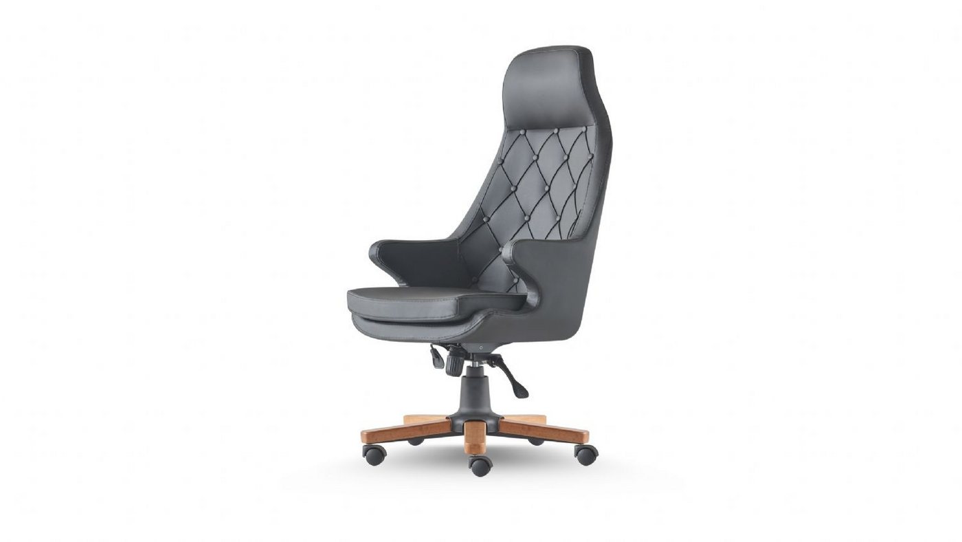 JVmoebel Chefsessel Chefsessel Chesterfield Schwarz mit Rollen für Büro und Arbeitszimmer (1 St), Made in Europe von JVmoebel