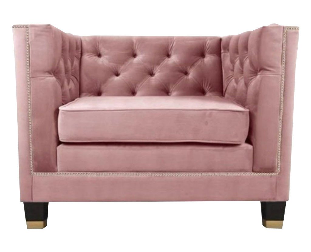 JVmoebel Chesterfield-Sessel, Sessel Chesterfield Textil Stoff Lila Kreative Möbel Neu Wohnzimmer Modern Rosa von JVmoebel