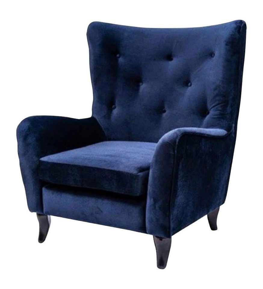 JVmoebel Chesterfield-Sessel, Sessel Textil Stoff Chesterfield Samt Möbel Wohnzimmer Moderne Couchen Blau von JVmoebel