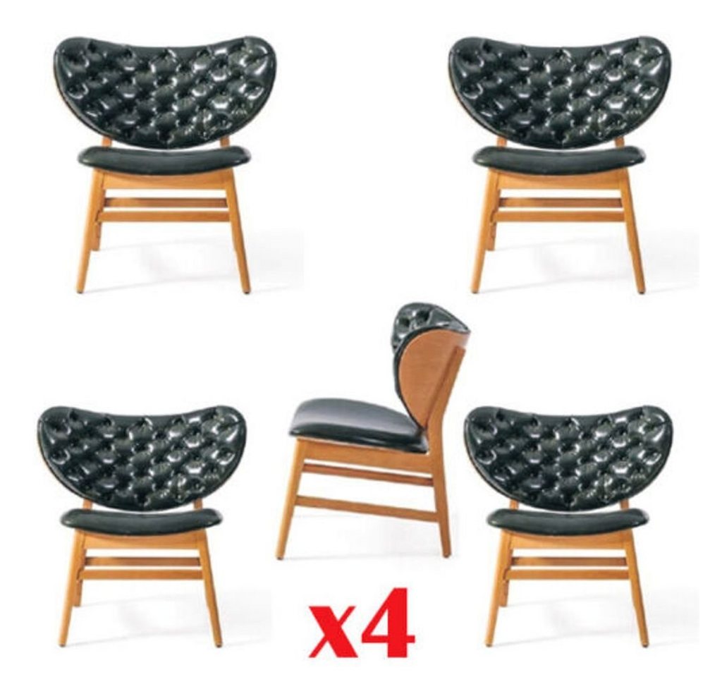 JVmoebel Chesterfield-Sessel Design Stuhl Set Sessel Massiv Holz Esszimmer Polster Stoff Stühle, Made in Europa von JVmoebel