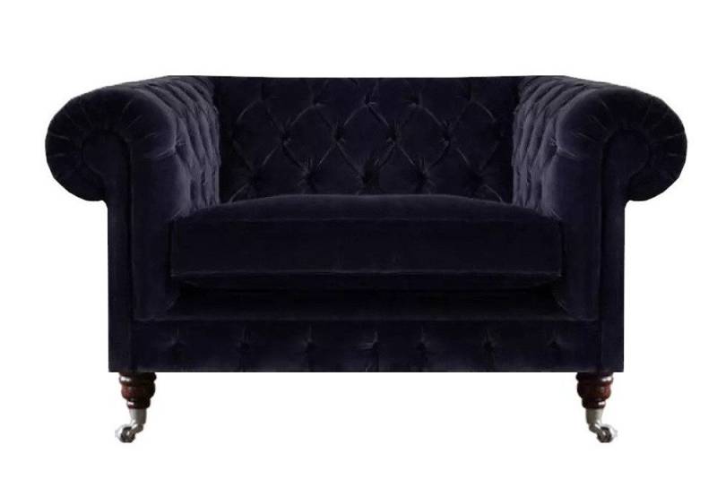 JVmoebel Chesterfield-Sessel Dunkelblauer Chesterfield Sessel Wohnzimmer Designer Einsitzer (Sessel), Made in Europa von JVmoebel