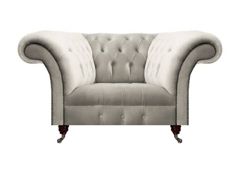 JVmoebel Chesterfield-Sessel Eleganter Sessel für das Wohnzimmer – Weißer Polsterstuhl aus Textil (1-St., Sessel), Made in Europa von JVmoebel