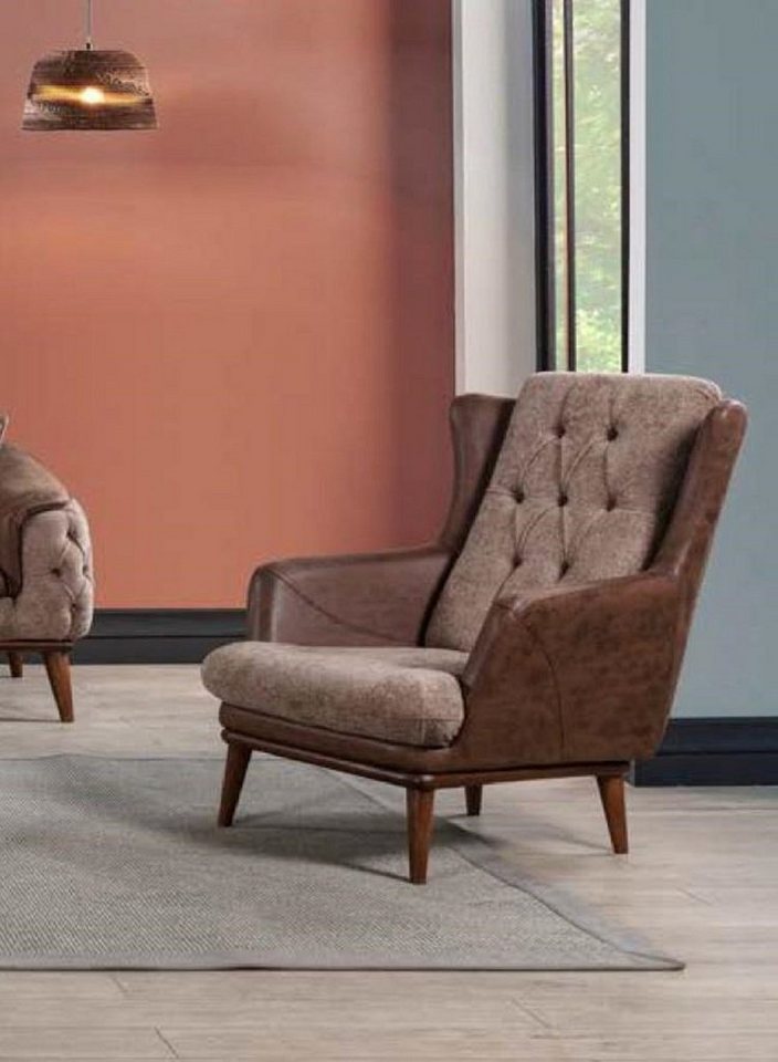 JVmoebel Chesterfield-Sessel Luxus Sessel Polster Braun Italienischer Stil Design Modern Möbel Neu von JVmoebel