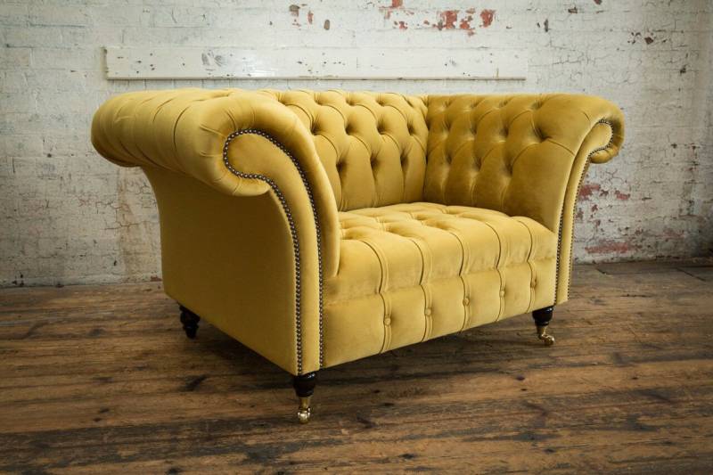 JVmoebel Chesterfield-Sessel Sessel Einsitzer Gold - Polsterstuhl aus Kunstleder und Textil, Made in Europa JVmoebel Chesterfield-Sessel Sessel Einsitzer Gold - Polsterstuhl aus Kunstleder und Textil, Made in Europa von JVmoebel