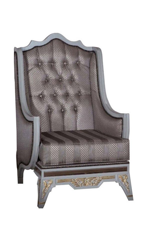 JVmoebel Chesterfield-Sessel Sessel Luxus Designer Grau Textil 1 Sitzer Polster Einsitzer Möbel (1-St., 1x Sessel), Made in Europa von JVmoebel