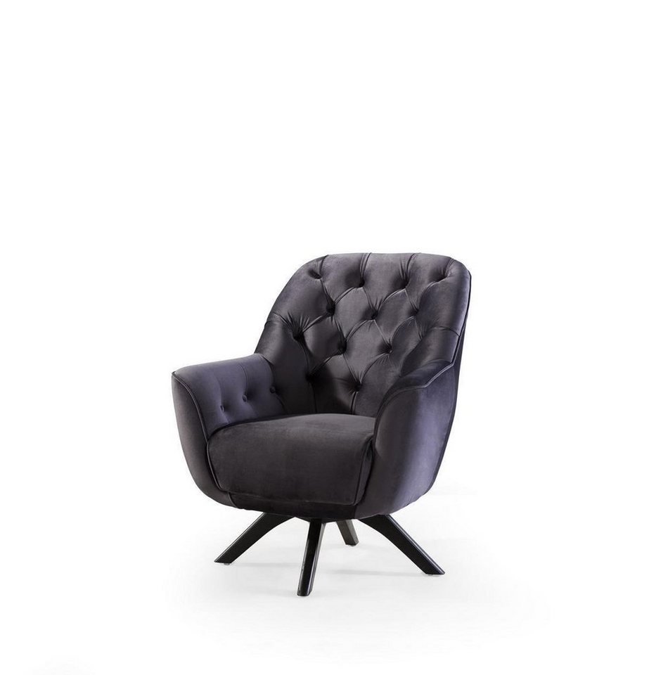 JVmoebel Chesterfield-Sessel Sessel Modern Schwarzer farbe Wohnzimmer Textil Luxus Design Möbel (1-St., 1x Sessel), Made in Europa von JVmoebel