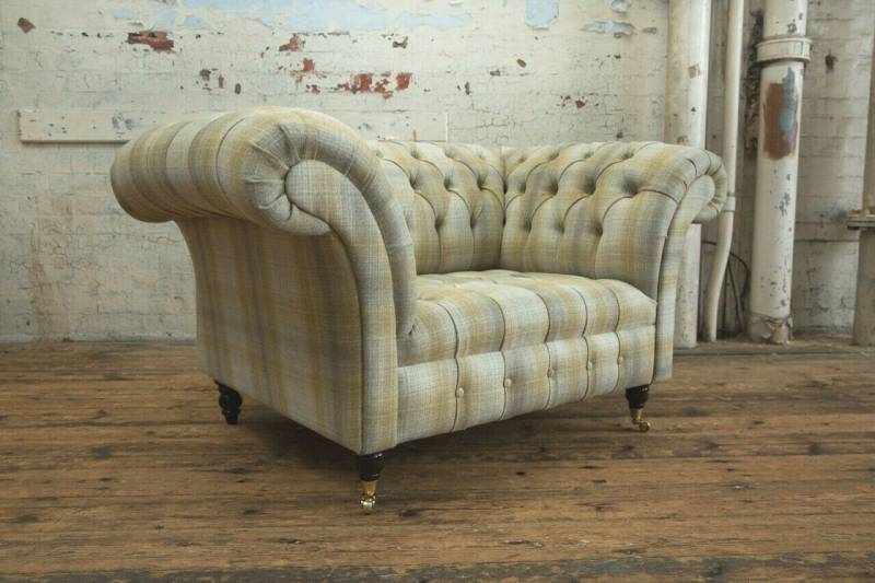 JVmoebel Chesterfield-Sessel Sofa Couch Polster Garnitur 1,5 Sitzer Sofas Klassisch Einsitzer Grau, Made in Europa von JVmoebel