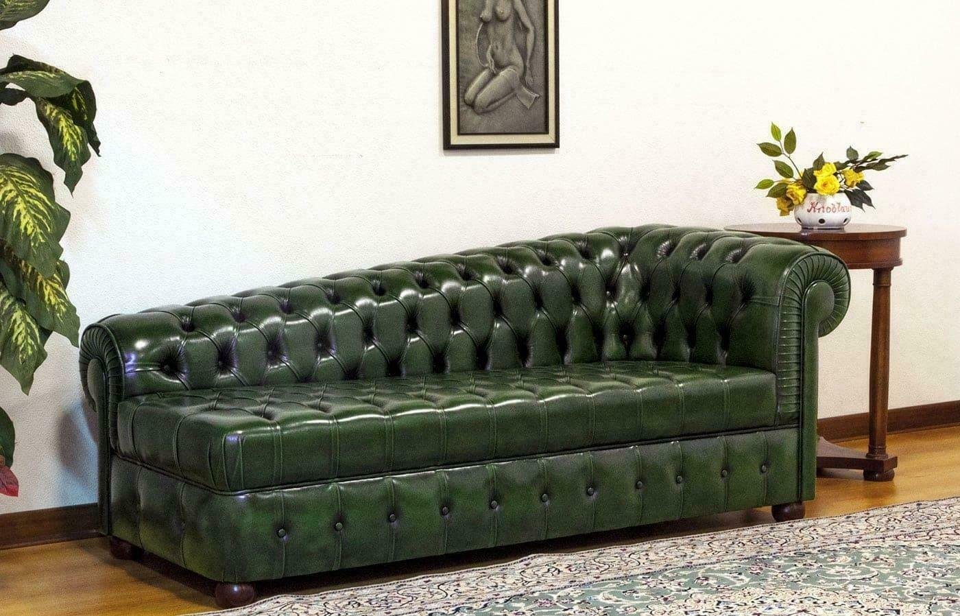 JVmoebel Chesterfield-Sofa, Chaiselongues Chesterfield Sofa Grün Couch Liege von JVmoebel