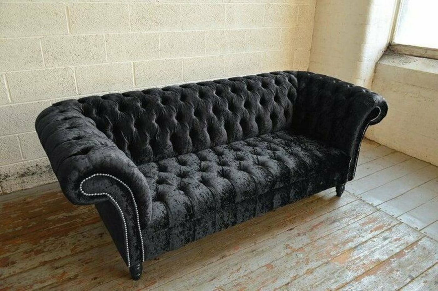 JVmoebel Chesterfield-Sofa, Chesterfield 3 Sitzer Couch Polster Sitz Textil Stoff Leder von JVmoebel