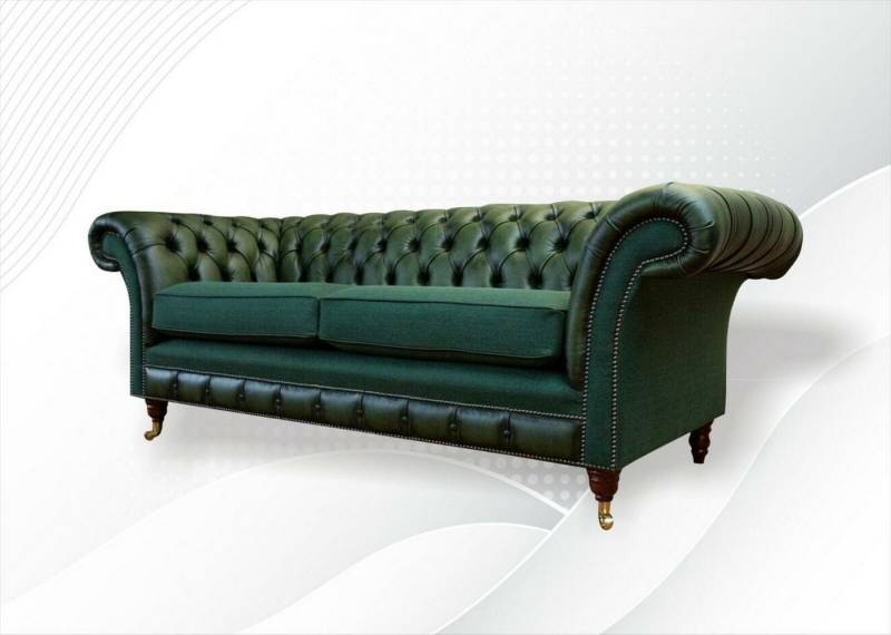 JVmoebel Chesterfield-Sofa Luxus Chesterfield 3Sitzer Leder Grün Modern Design Neu, Made in Europe von JVmoebel