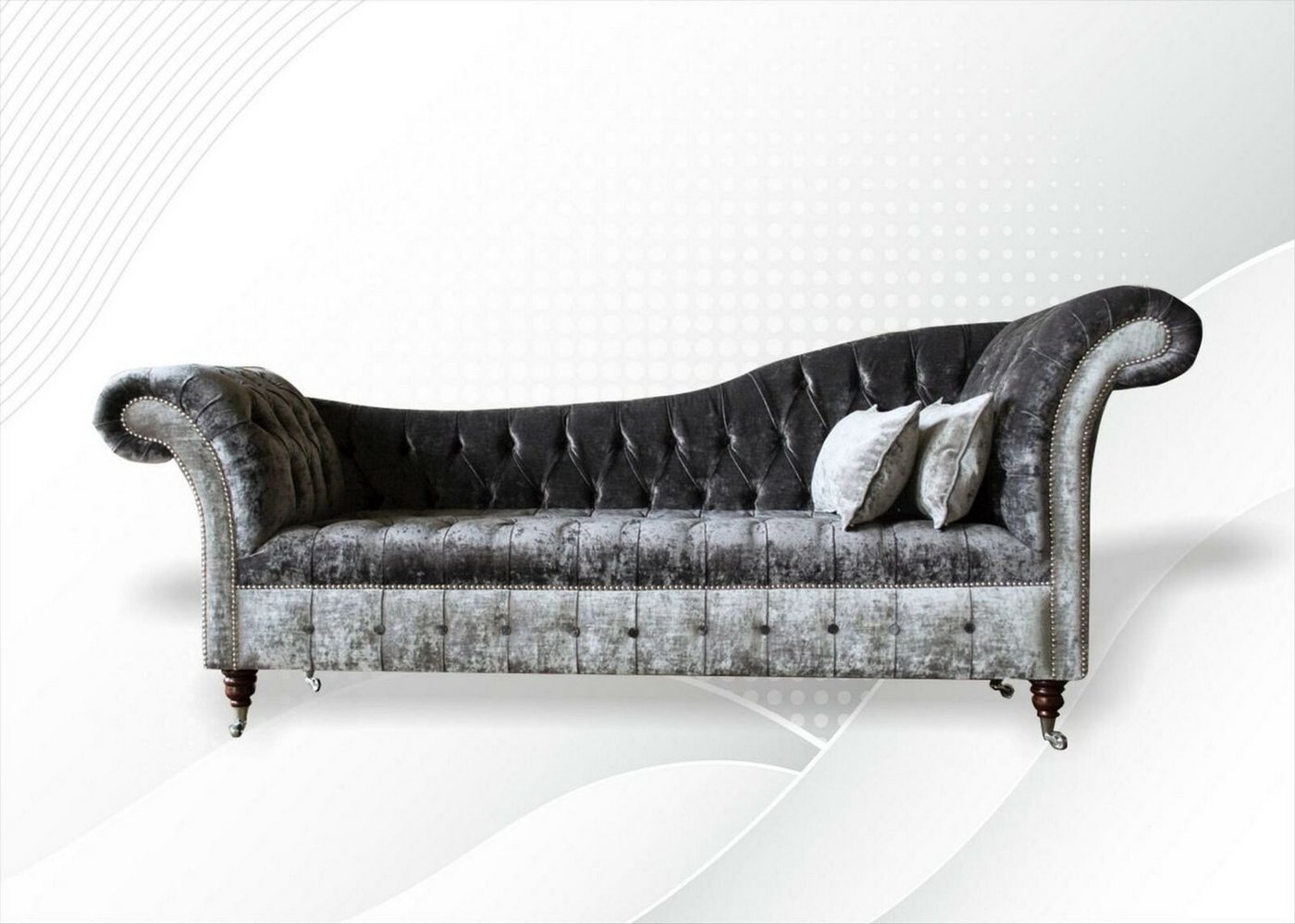 JVmoebel Chesterfield-Sofa Luxuriöser Chesterfield Chaiselongue Polstermöbel Stoff Leder Bezüge, Made in Europe von JVmoebel