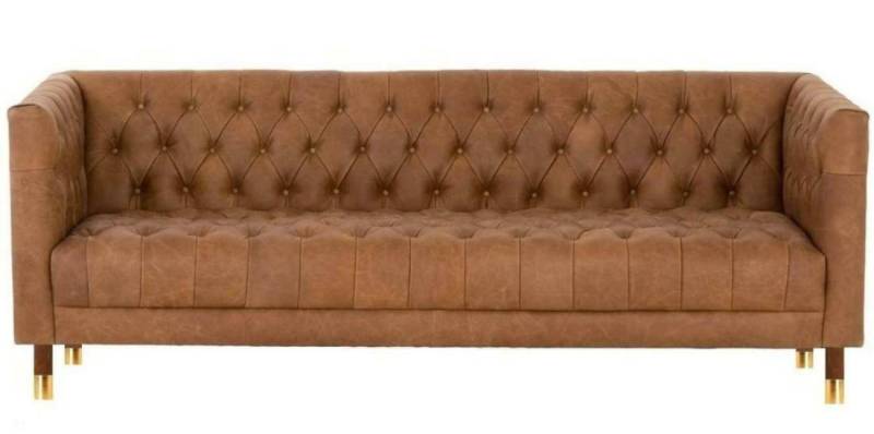JVmoebel Chesterfield-Sofa Brauner Chesterfield Dreisitzer luxus Ledermöbel 3-Sitzer Couch Neu, Made in Europe von JVmoebel