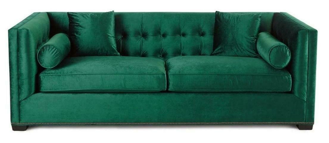 JVmoebel Chesterfield-Sofa, Dreisitzer Grün Stoff Polster Sofa Sofas Chesterfield von JVmoebel