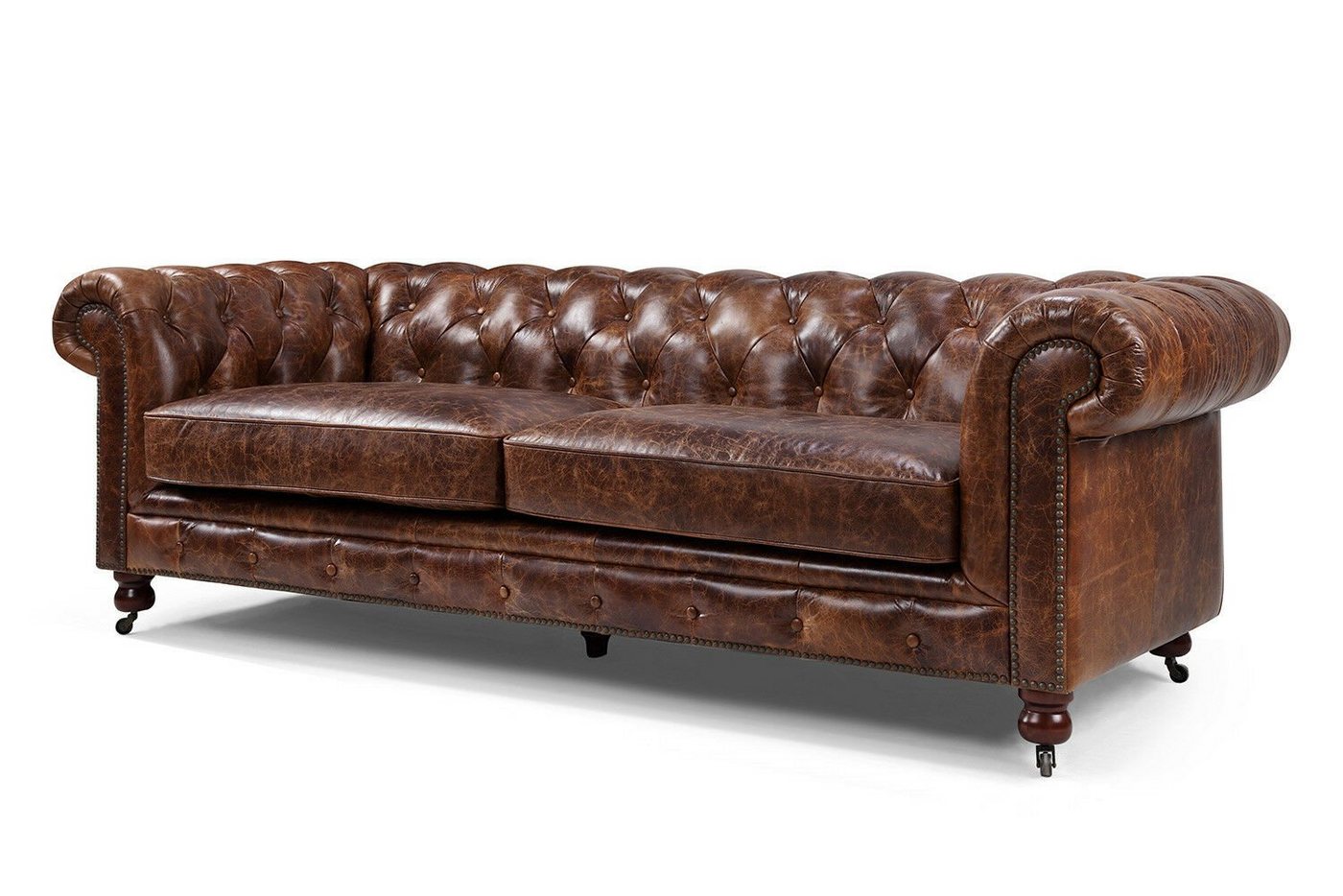 JVmoebel Chesterfield-Sofa, Dreisitzer Sofa Antik Stil Leder Sofa Couch Polster 3 Sitzer Neu von JVmoebel
