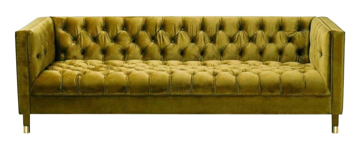 JVmoebel Chesterfield-Sofa, Grüne Dreisitzer Stoff Chesterfield Design Couchen Polster Sofa Wohnzimmer 230cm von JVmoebel