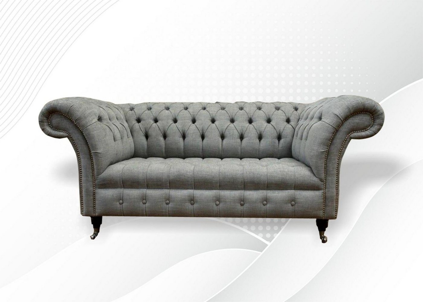 JVmoebel Chesterfield-Sofa, Leder Sofa Couch Zweisitzer Grau Einrichtung Lounge Club Sofa von JVmoebel