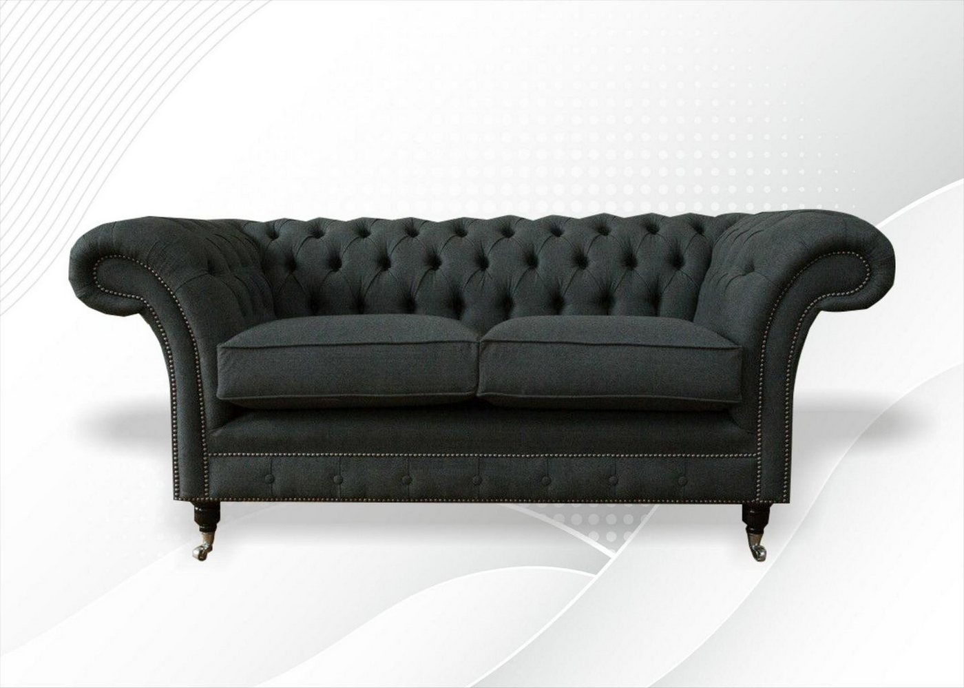 JVmoebel Chesterfield-Sofa, Sofa 2 Sitzer Schwarz Chesterfield Design Couch Wohnzimmer Textil von JVmoebel