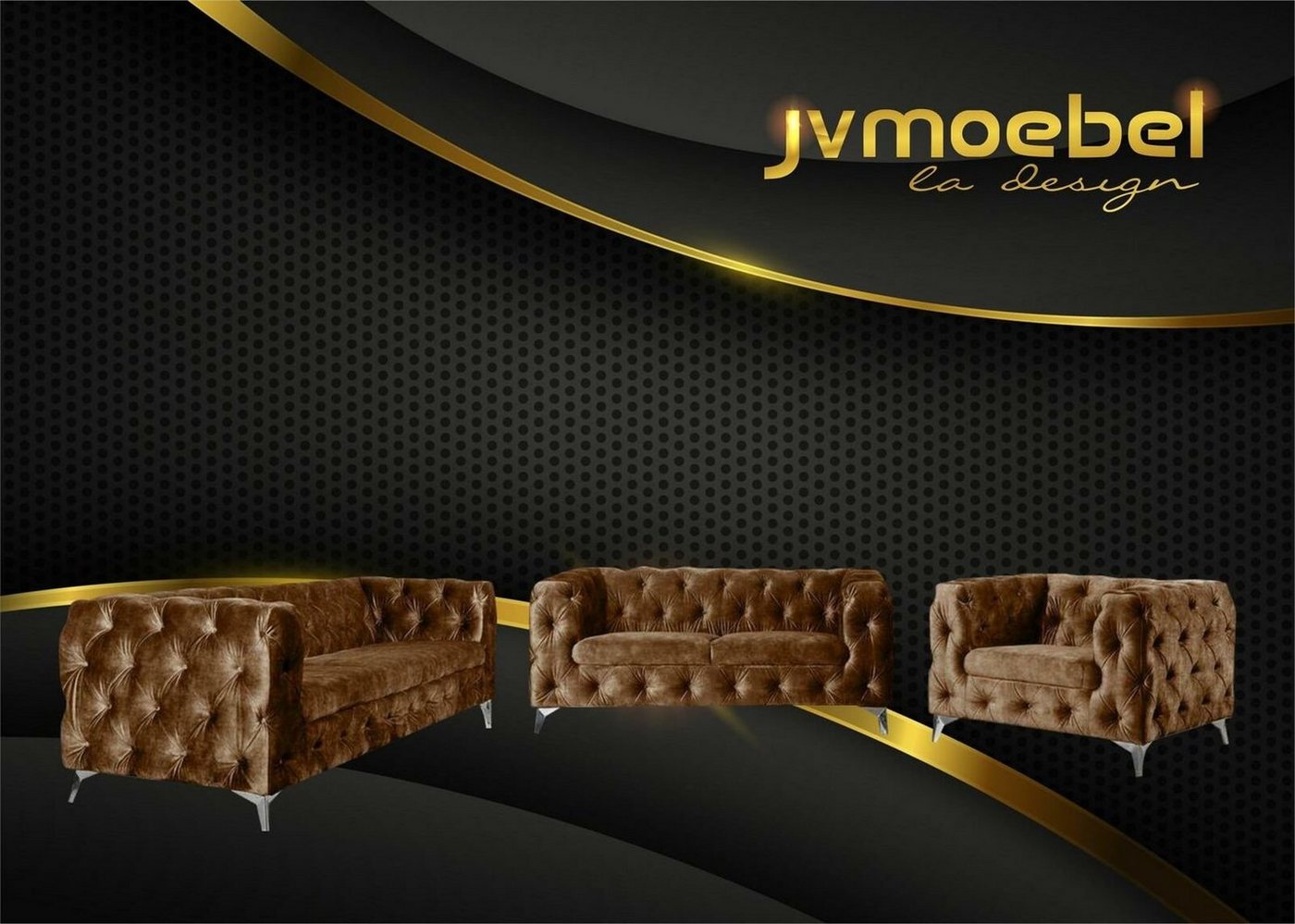 JVmoebel Chesterfield-Sofa, Sofagarnitur 321 Sitzer Textil Couch Chesterfield Wohnlandschaft Garnitur Design von JVmoebel